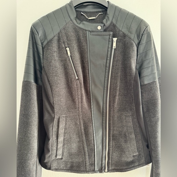 Black Rivet Charcoal and Ebony Faux Leather Jacket - Picture 6 of 6